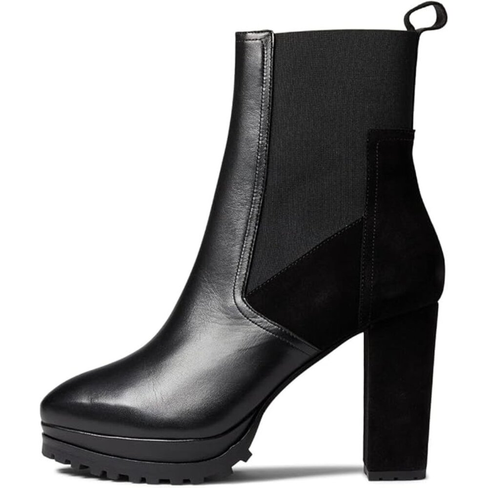 AllSaints Black Sahara Leather / Suede Boot sz 7 /EU 37 NWOT Chelsea bootie moto - Picture 2 of 9